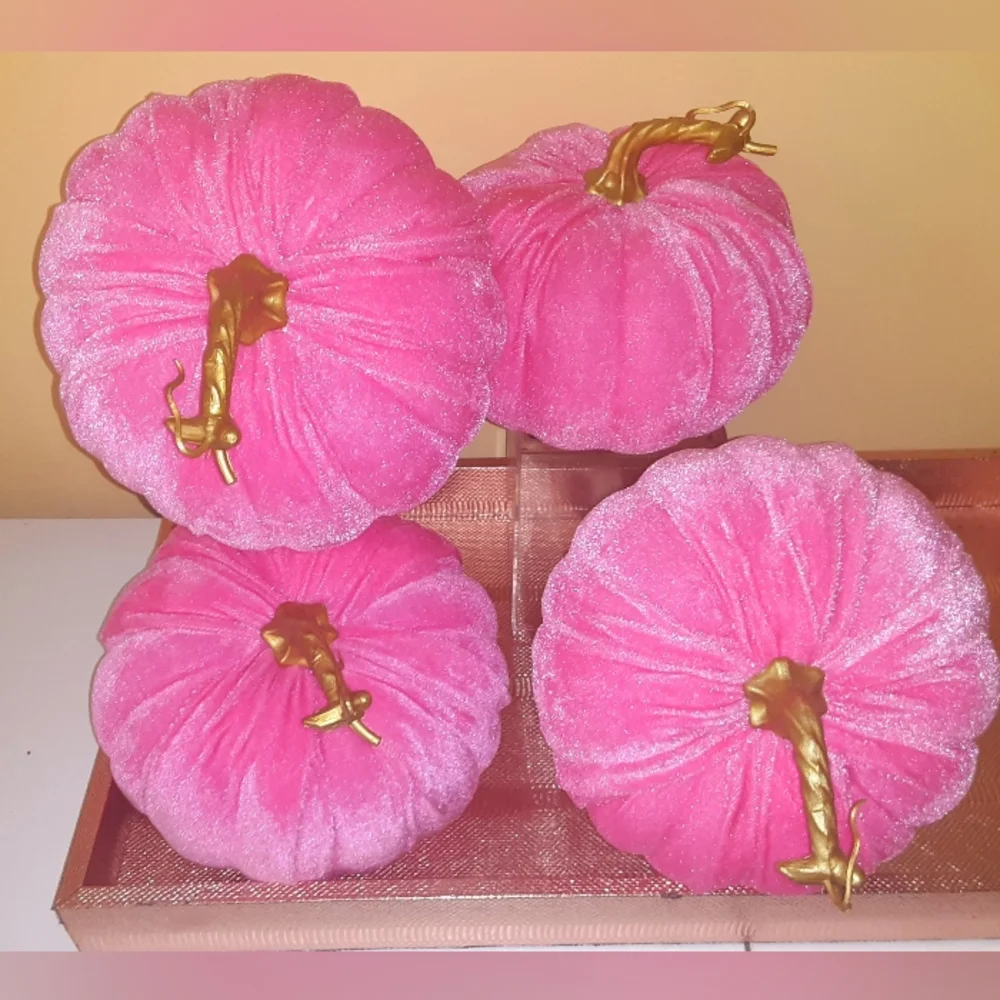 Fall Decoration Hot Pink Pumpkin 4pc Bundle
